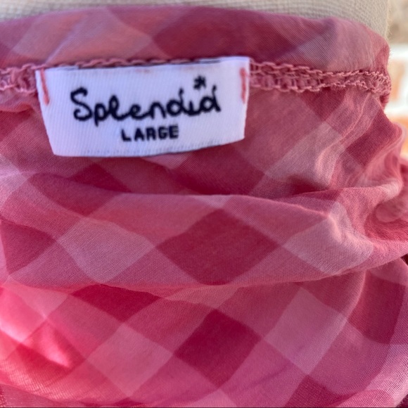 Splendid pink plaid silk/cotton spaghetti strap blouse / L / Excellent condition - Picture 9 of 11
